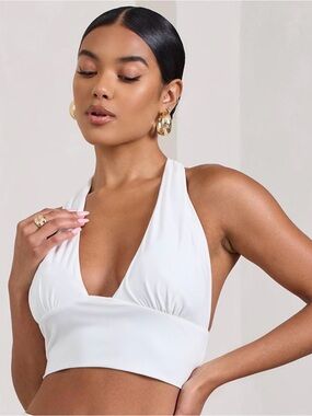 SHEIN White Halter Crop Top